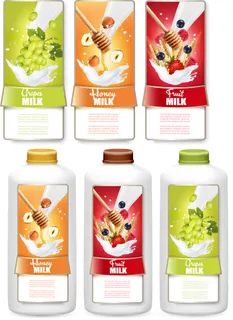水果牛奶不干胶标签瓶贴纸