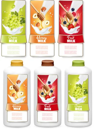 水果牛奶不干胶标签瓶贴纸