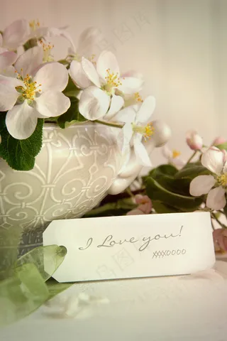 古董花瓶插花书签图片