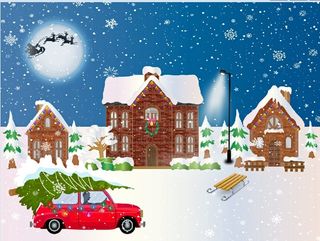 圣诞节雪花风景装饰背景墙