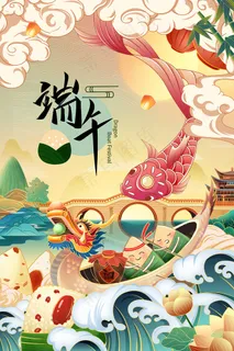 手绘清新端午节中国风海报 手绘清新端午节中国风海报