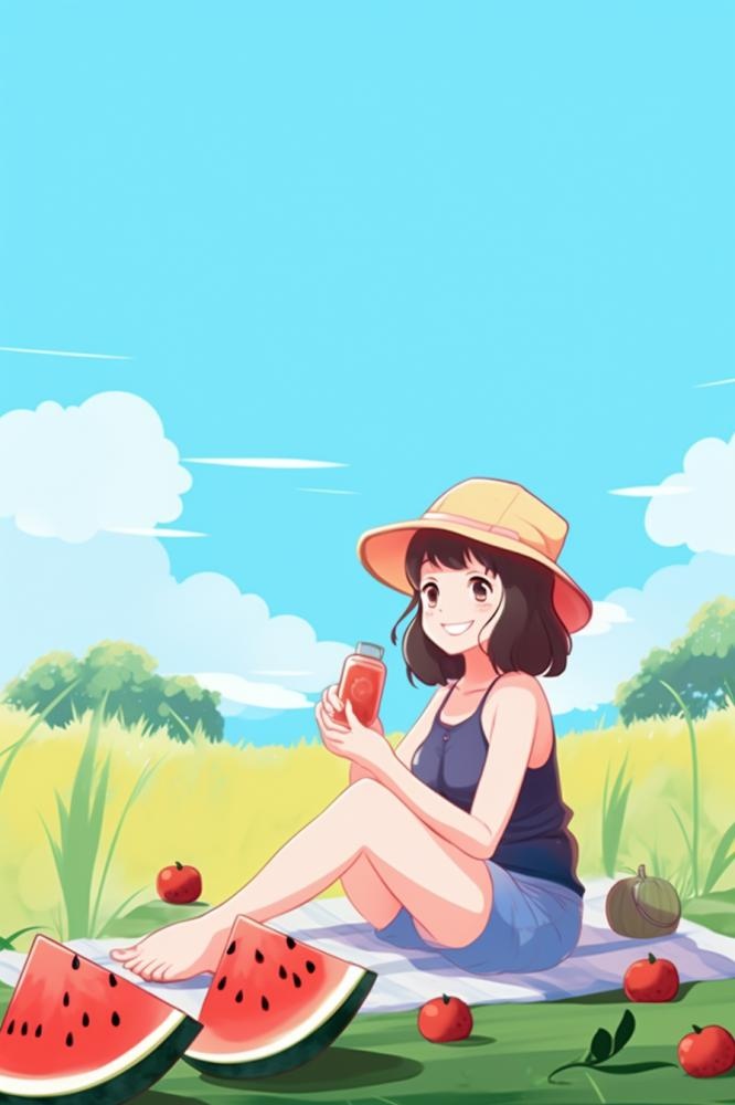 绿色简约户外草地游玩背景(896x1344)
