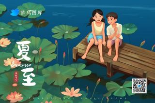 夏至节气荷花荷叶湖面banner