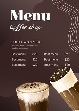 英文咖啡菜单棕色背景