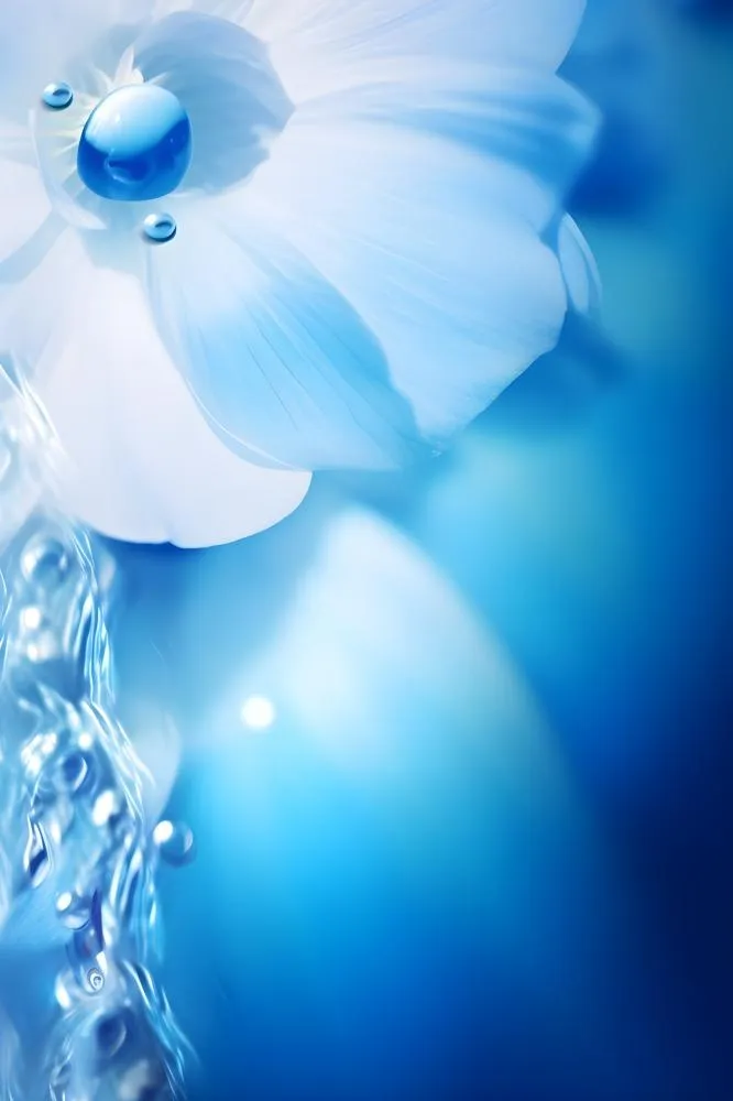 清新露珠蓝白色背景(2400x3600)