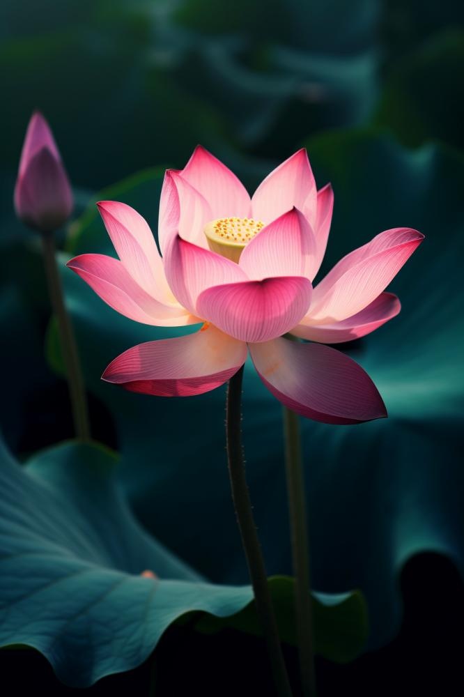 莲花光影暗黑摄影图