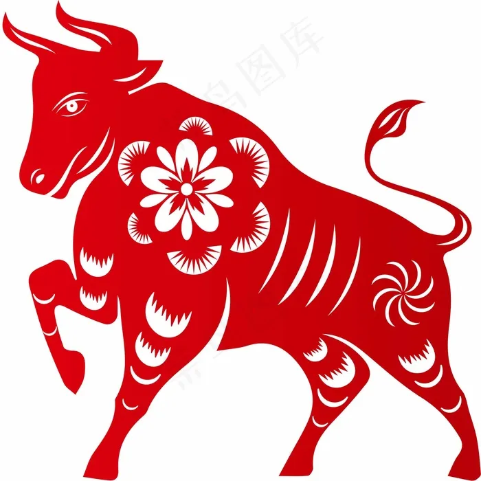 牛剪纸 剪纸风元素ai矢量模版下载