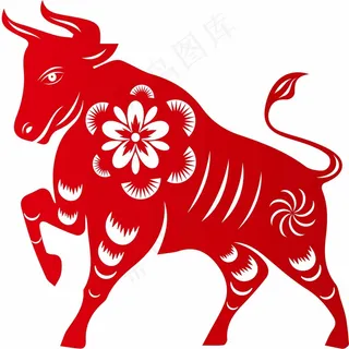 牛剪纸 剪纸风元素