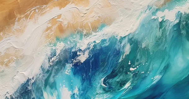 海浪拍打沙滩的水彩插画背景 海浪拍打沙滩的水彩插画背景