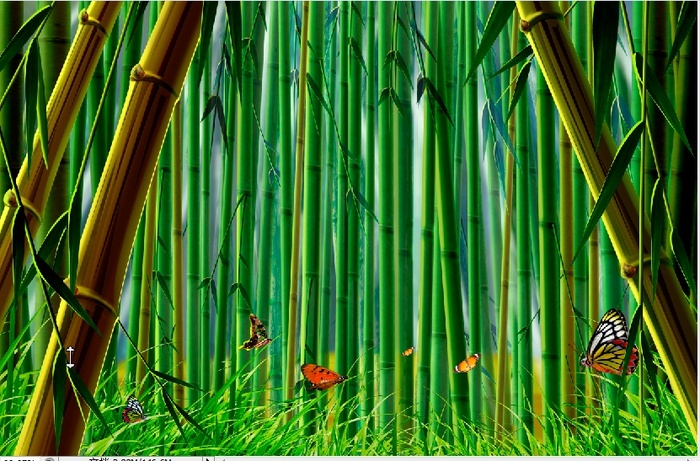 竹林蝴蝶风景背景墙