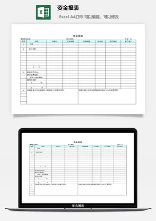 资金报表excel模板