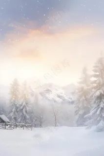 意境冬季雪景山脉背景 意境冬季雪景山脉背景