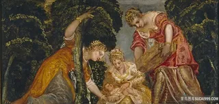 丁托列托，雅格布·罗布斯蒂-摩西从水里被救出来