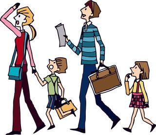 逛街一家卡通四口