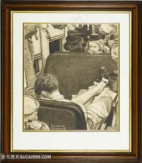 诺曼 · 洛克威尔手绘列车场景装饰画