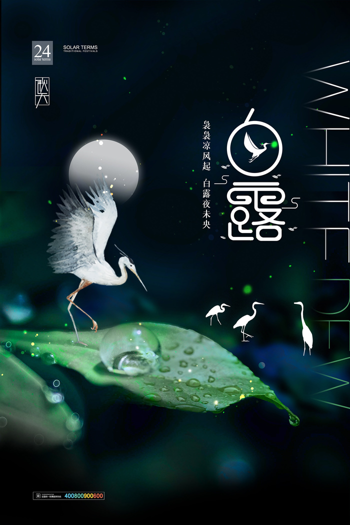 时尚创意二十四节气白露节海报