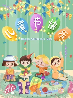 欢乐六一儿童节插画PSD素材