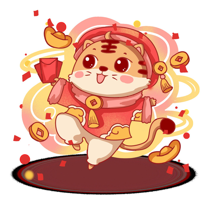 可爱2022年虎年吉祥物卡通形象新年海报元素AI矢量图PSD分层设计素材