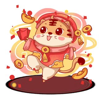 可爱2022年虎年吉祥物卡通形象新年海报元素AI矢量图PSD分层设计素材