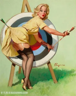 射箭美女时尚美景插画 射箭美女时尚美景插画