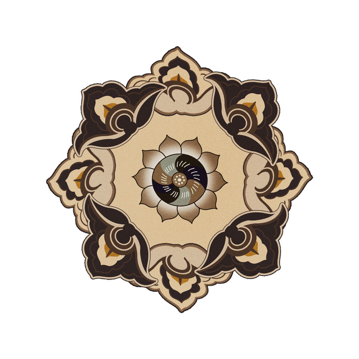 复古中式国潮风敦煌花纹装饰图案花卉藻井肌理圆形边框素材