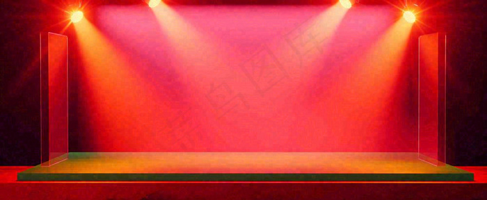 红色渐变灯光舞台质感背景