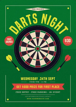 飞镖比赛广告海报PSD素材