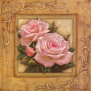 唯美粉色花卉花朵复古插画