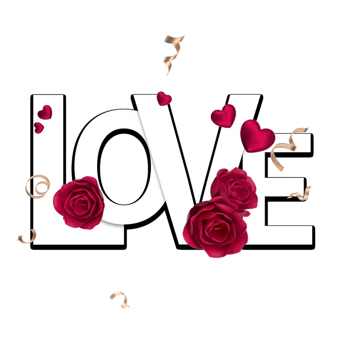 设计love字装饰情人节psd模版下载