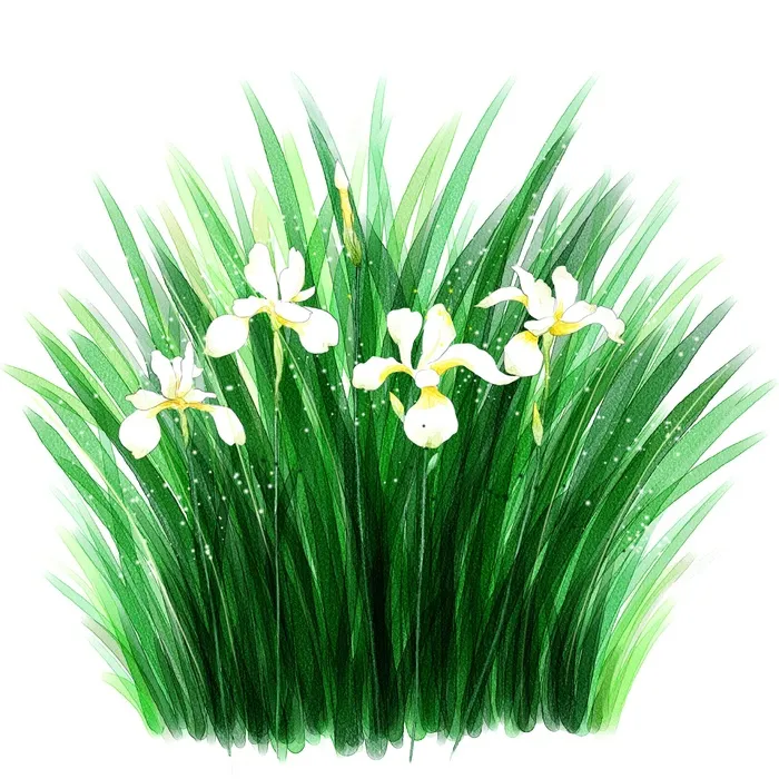 绿色浪漫草丛小花儿鲜花油画水墨唯美背景图片素材