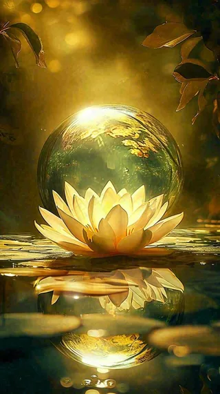 夏季白莲花在水中，水珠露珠阳光，夏至小暑大暑