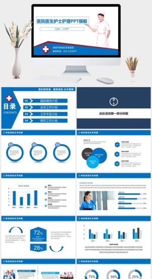 医院医生护士护理PPT模板