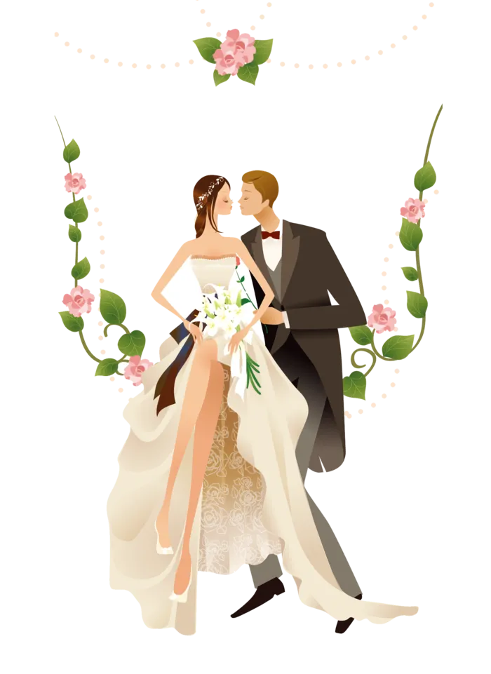 婚纱卡通人物婚礼白纱结婚婚纱摄影手绘