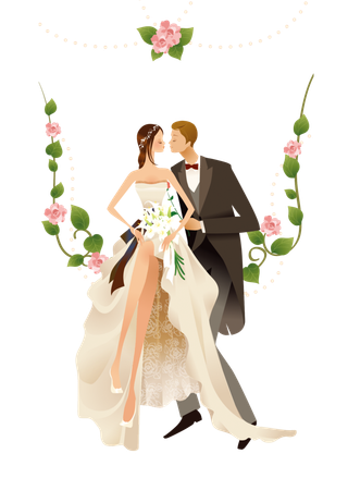 婚纱卡通人物婚礼白纱结婚婚纱摄影手绘