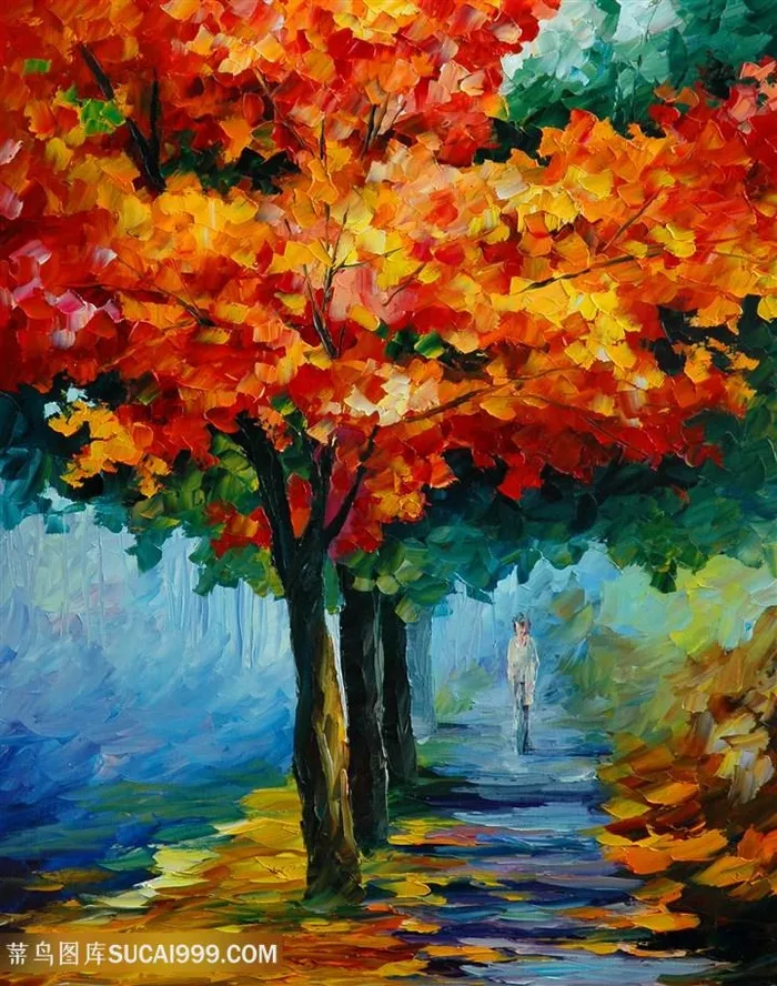 水彩树林油画艺术挂画