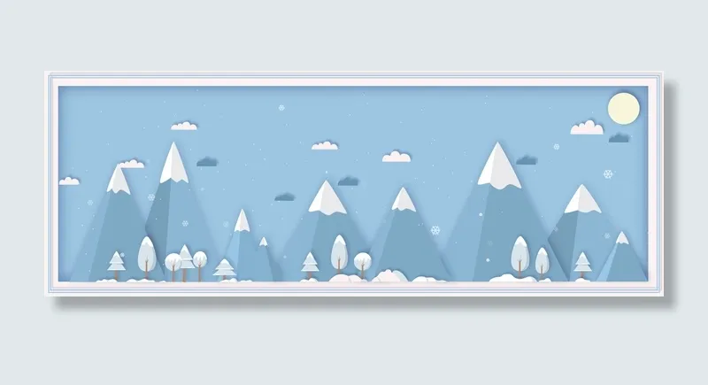 唯美小清新雪花冬天背景素材