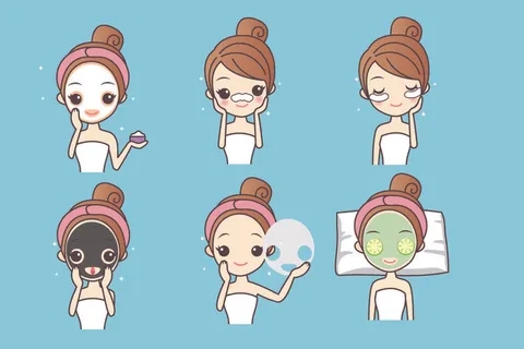 化妆品素材卡通版美容女孩