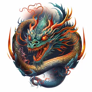 节日生肖龙，插画风格，红色，综合使用