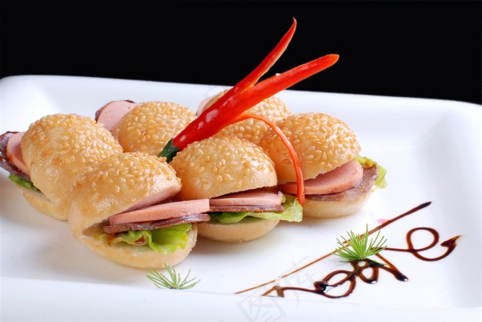 小吃川式汉堡美食素材