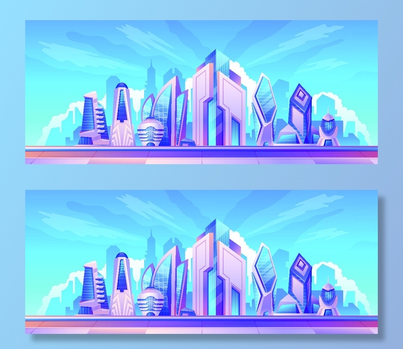 时尚潮流赛博朋克元宇宙虚拟城市夜景Banner海报背景AI矢量图素材eps,ai矢量模版下载