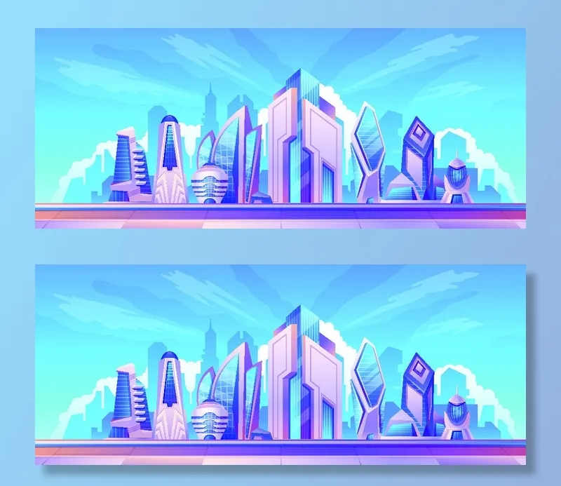 时尚潮流赛博朋克元宇宙虚拟城市夜景Banner海报背景AI矢量图素材eps,ai矢量模版下载