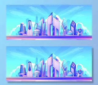 时尚潮流赛博朋克元宇宙虚拟城市夜景Banner海报背景AI矢量图素材