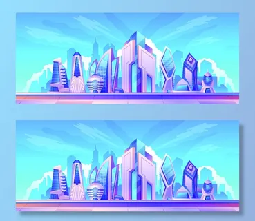 时尚潮流赛博朋克元宇宙虚拟城市夜景Banner海报背景AI矢量图素材 时尚潮流赛博朋克元宇宙虚拟城市夜景Banner海报背景AI矢量图素材