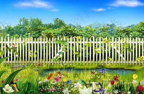 春天绿色田园风光图片