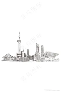 上海城市线稿插画