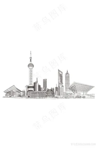 上海城市线稿插画