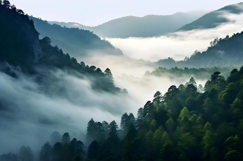 半山云朵光照背景