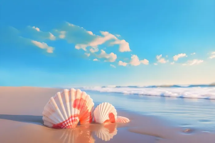 海边沙滩贝壳清新背景(3600x2400)