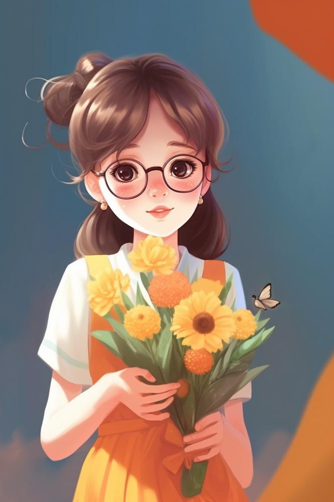 教师花束线条绘画背景(896x1344)
