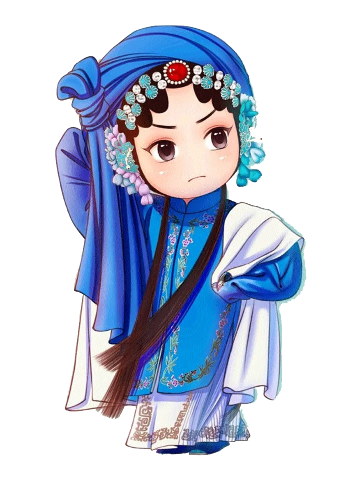 卡通京剧戏剧人物脸谱插画PNG图片 国潮中国风Q版戏剧人物PS素材